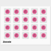 Sticker Carré 18e anniversaire Points blancs noirs roses (Feuille)