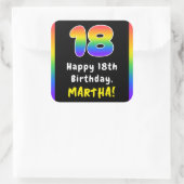 Sticker Carré 18e anniversaire : Rainbow Spectrum # 18, Nom pers (Sac)