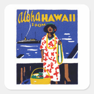 Sticker Carré 1920 Aloha d'Hawaï