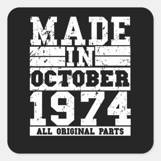 Sticker Carré 1974 Anniversaire octobre Vintage Discours (Devant)