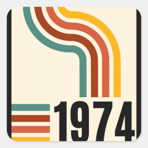 Sticker Carré 1974 Poster vintage rétro 50e anniversaire