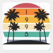 Sticker Carré 1995 Retro Stripe Sunset Vintage (Devant)
