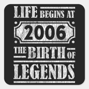 Sticker Carré 19 Ans Anniversaire Epic Légende 19e anniversaire