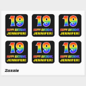 Sticker Carré 19e anniversaire : Bold, amusant, simple, arc-en-c (Feuille)