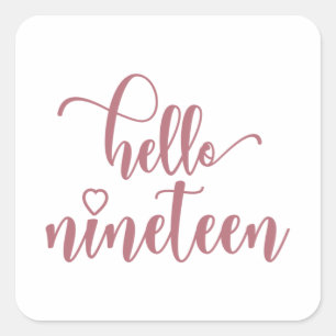 Sticker Carré 19e anniversaire Femmes Bonjour 19 mignonnes 19 an