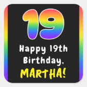 Sticker Carré 19e anniversaire : Rainbow Spectrum # 19, Nom pers (Devant)