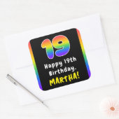 Sticker Carré 19e anniversaire : Rainbow Spectrum # 19, Nom pers (Enveloppe)