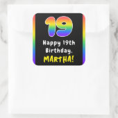Sticker Carré 19e anniversaire : Rainbow Spectrum # 19, Nom pers (Sac)