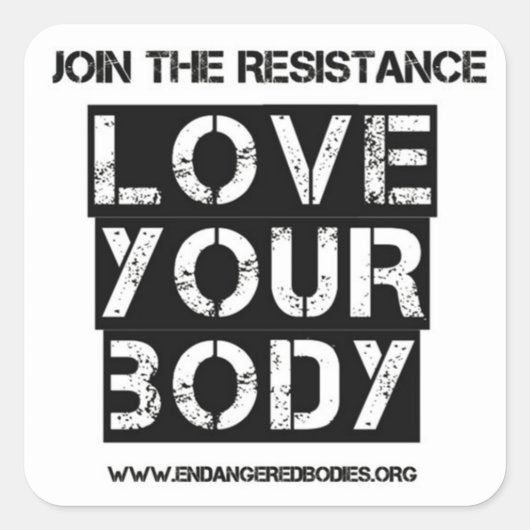 Sticker Carré 1.5" Aimez votre ticker corporel (Devant)