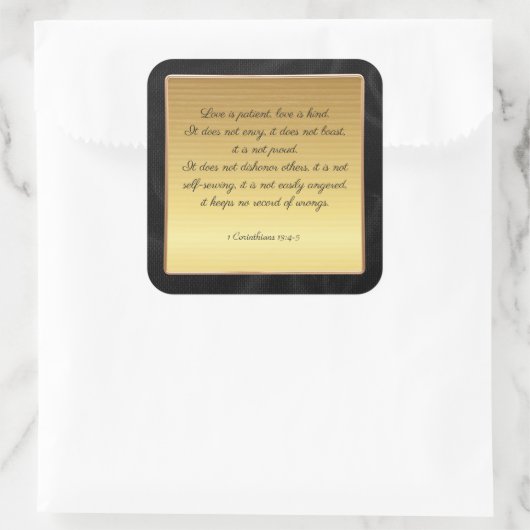 Sticker Carré 1 Corinthiens 13:4-5 Amour, (Sac)