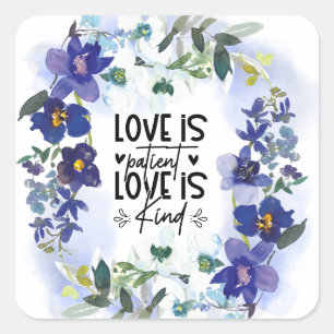 Sticker Carré 1 Corinthiens 13:4 Verset biblique sur l'amour pat