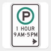 Sticker Carré 1 Heure De Parking Pour Zones De Parking Contrôlée (Devant)