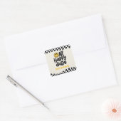 Sticker Carré 1anniversaire sourire visage rétro noir blanc supe (Enveloppe)