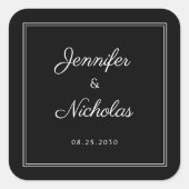 Sticker Carré 1Elegant  Black And White Script Wedding (Devant)