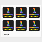 Sticker Carré 1er anniversaire : Bold, amusant, simple, arc-en-c (Feuille)