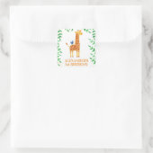 Sticker Carré 1er anniversaire mignonne Giraffe & Bird Whimsical (Sac)