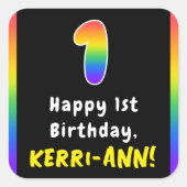 Sticker Carré 1er anniversaire : Rainbow Spectrum # 1, Nom perso (Devant)