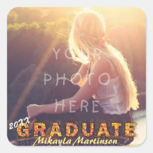 Sticker Carré 2023 Graduation Boho Chic Sunshine Couleurs Photo