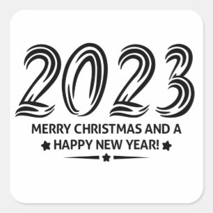Sticker Carré 2023 Joyeux Noël et une Bonne Année