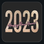 Sticker Carré 2023 premium design with glittery texture<br><div class="desc">2023 A Premium And Elegant Happy New Year Illustration With Beautiful Colorful Glittery Texture Text In Gold And Pink Colors. Holiday Typography Poster, Banner Or Greeting Card For Merry Christmas. Perfect For Giving As A Gift For Father, Mother, Son, Daughter, Sister, Brother, Grandparents, Boyfriend, Girlfriend, Husband, Wife, Uncle, Teacher, Family....</div>