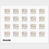 Sticker Carré 2024 Bonne année en couleurs rétro (Feuille)