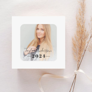 Sticker Carré 2024 - Graduation minimaliste de photos noires