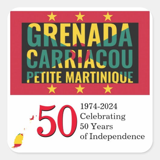 Sticker Carré 2024 GRENADA - 50e anniversaire de l'indépendance (Devant)