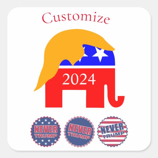 Sticker Carré 2024 Jamais Trump Thunder_Cove (Devant)