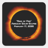 Sticker Carré 2026 Annular Ring of Fire Solar Eclipse (Devant)