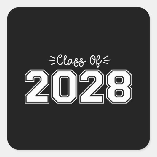 Sticker Carré 2028 seniors, Classe de 2028 Graduation (Devant)