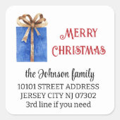 Sticker Carré 20 Nom élégant, Adresse de retour Noël (Devant)