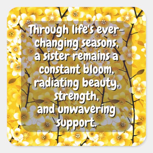 Sticker Carré (20 pcs) Citation de soeur avec design vinyle | Fl (Devant)