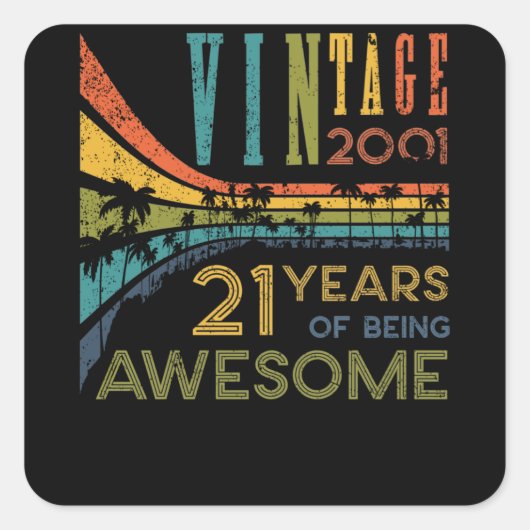 Sticker Carré 21 Anniversaire Vintage 2001 21e anniversaire (Devant)