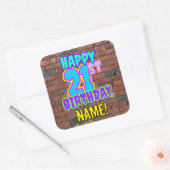 Sticker Carré 21e anniversaire - Amusant, Graffiti urbain inspir (Enveloppe)
