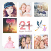 Sticker Carré 21e anniversaire fête photo collage (Devant)