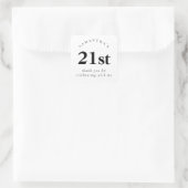 Sticker Carré 21e anniversaire moderne Merci noir et blanc (Sac)