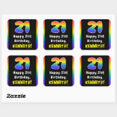 Sticker Carré 21e anniversaire : Rainbow Spectrum # 21, Nom pers (Feuille)