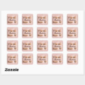 Sticker Carré 21e anniversaire rose parties scintillant or (Feuille)