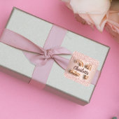 Sticker Carré 21e anniversaire rose parties scintillant or