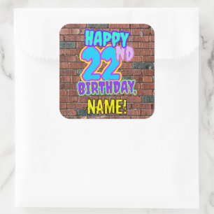 Sticker Carré 22e anniversaire - Amusant, Graffiti urbain inspir