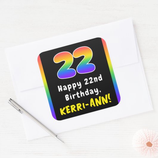 Sticker Carré 22e anniversaire : Rainbow Spectrum # 22, Nom pers (Enveloppe)