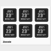 Sticker Carré 23rd Birthday Party: Art Deco Style & Custom Name (Feuille)