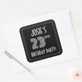 Sticker Carré 23rd Birthday Party: Art Deco Style & Custom Name (Enveloppe)