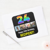 Sticker Carré 24e anniversaire : Arc-en-ciel "24"; Photos person (Enveloppe)
