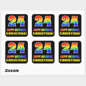 Sticker Carré 24e anniversaire : Bold, amusant, simple, arc-en-c (Feuille)