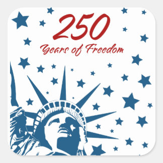 Sticker Carré 250 Ans de Liberté Joyeux Anniversaire USA Patriot