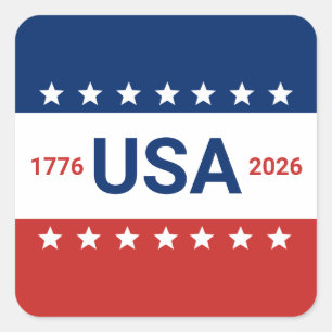 Sticker Carré 250e anniversaire des USA 1776 2026 Bleu blanc rou