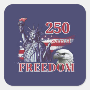 Sticker Carré 250e anniversaire Drapeau USA Liberté Aigle Libert