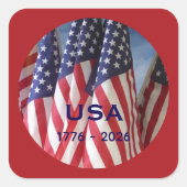 Sticker Carré 250th Anniversary USA Patriotic Flags Premium (Devant)