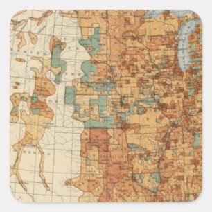 Sticker Carré 25 densités d'augmentation de la population, USA,